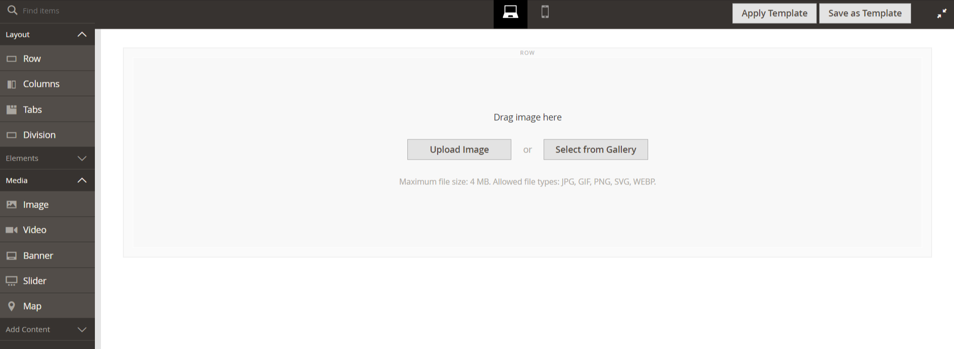 Page Builder Image Upload