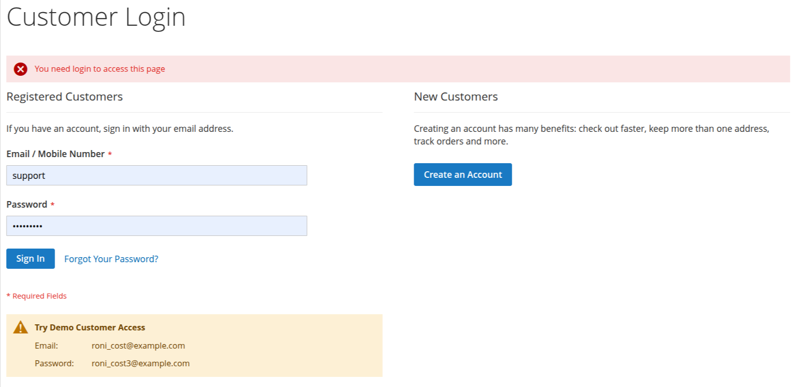 Force Login Configuration