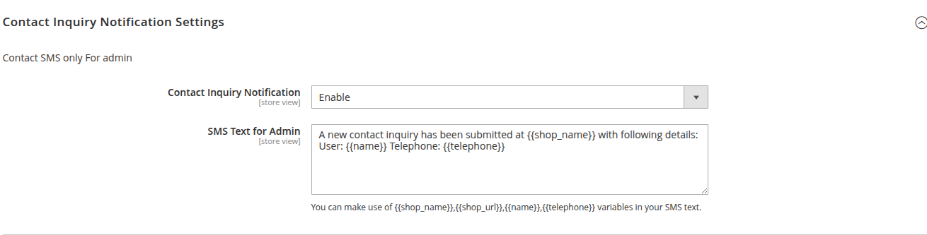 SMS Notification Configuration