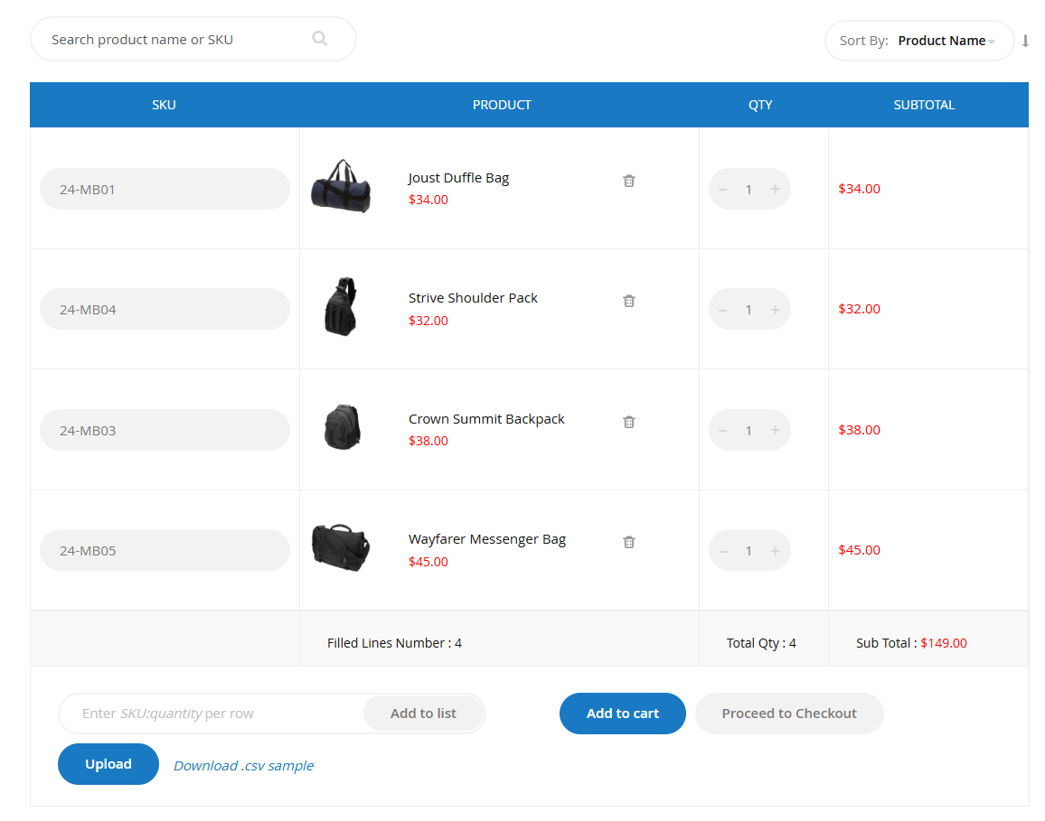 Wholesale Fast Order Configuration