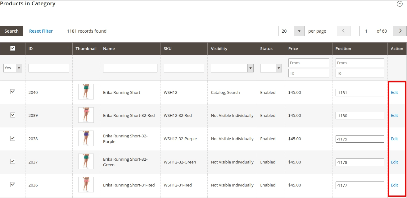 Magento Admin Category Product Link Example