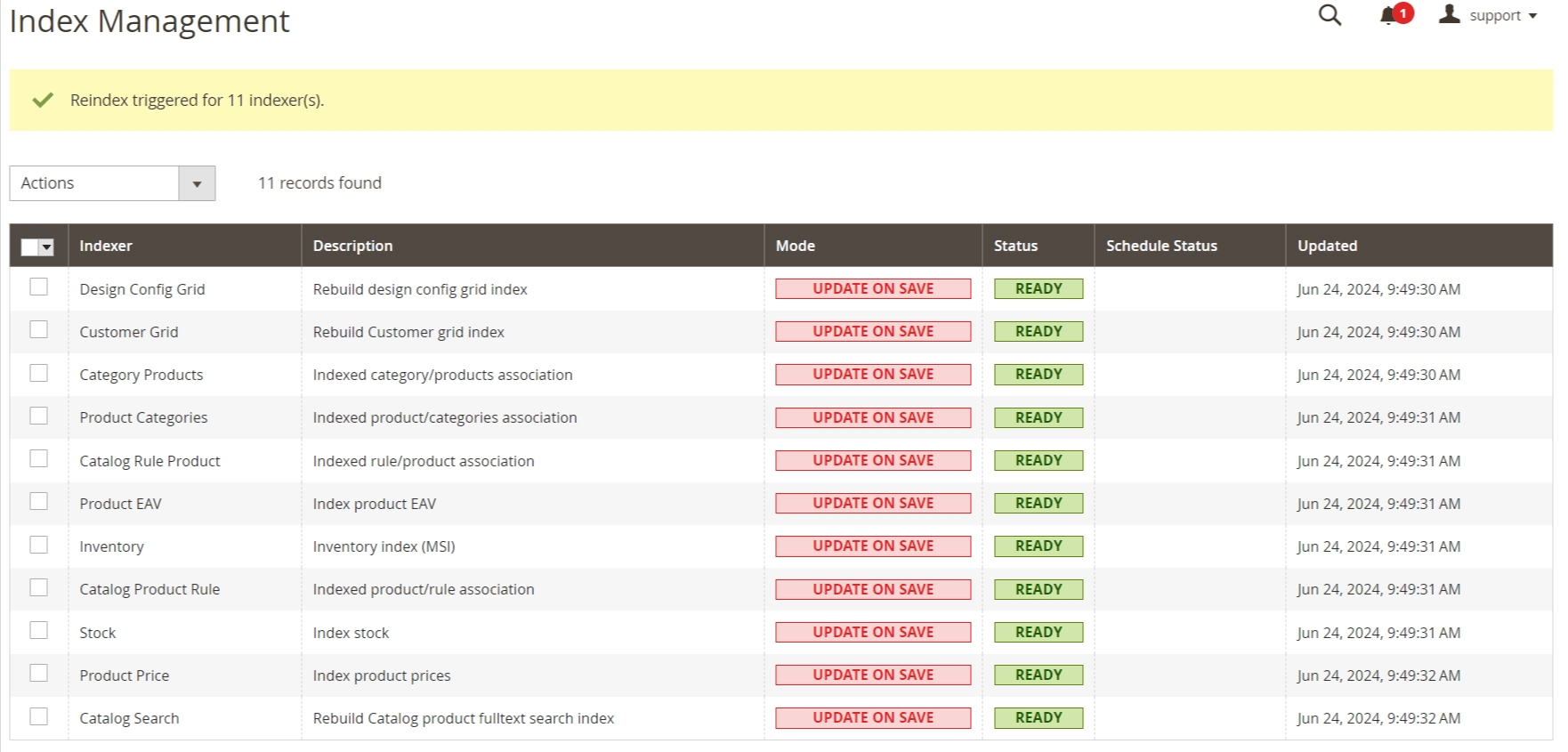 Magento Backend Reindexer Index Management