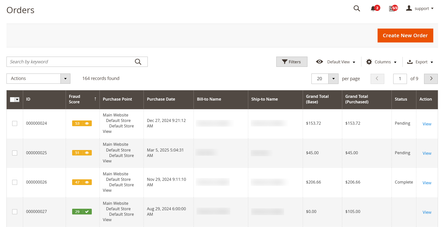 Magento 2 Fraud Detector Order Grid Example