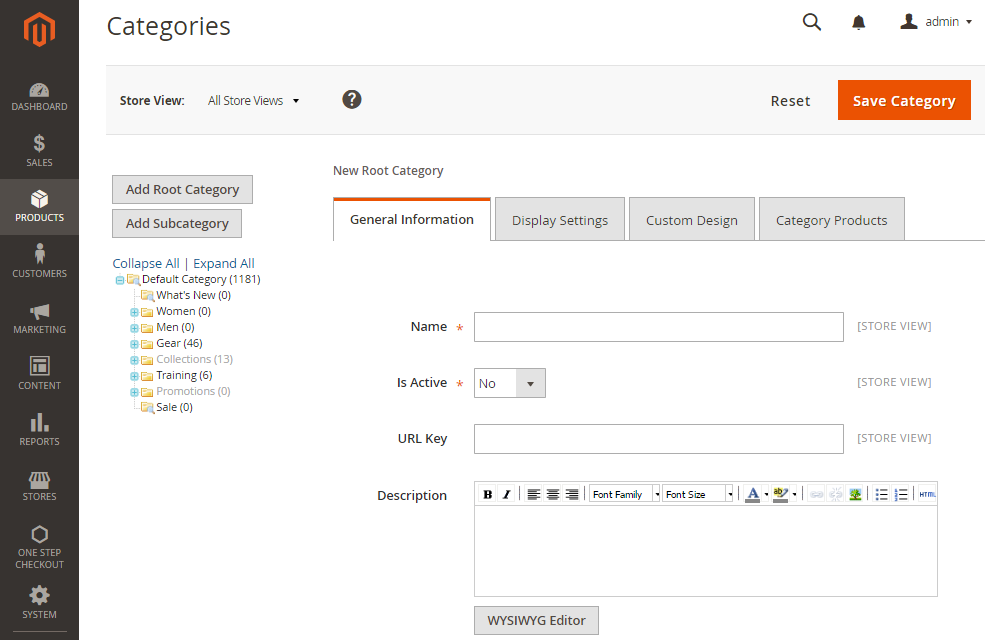create new category in Magento 2