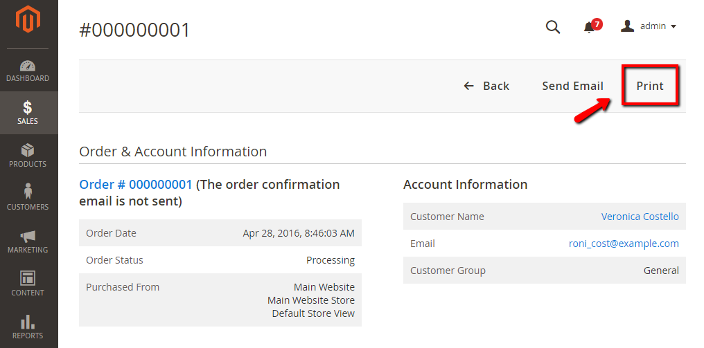 Print current Invoice