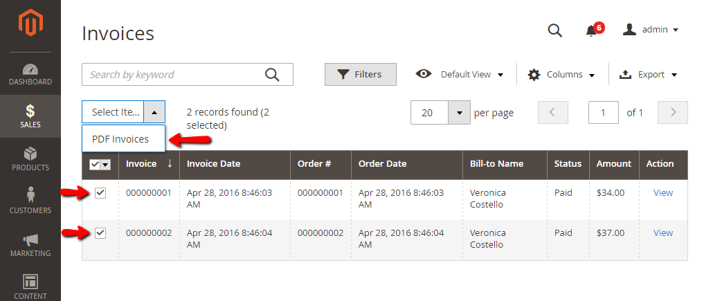Print multiple Invoices