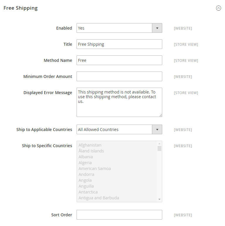 Flat Rate Shipping Method