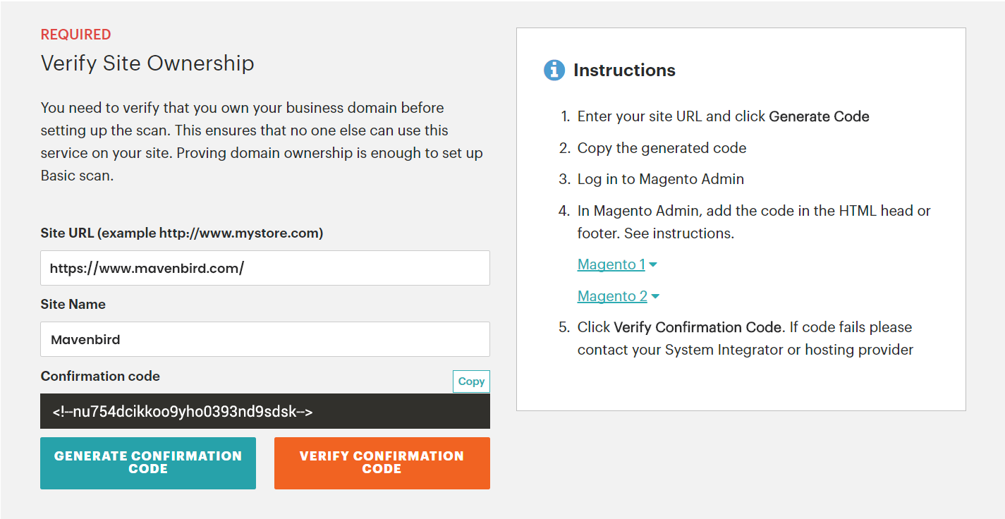 Verify Site Owenership