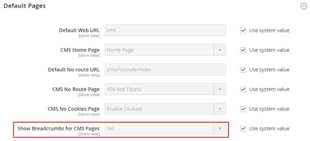 Default Pages