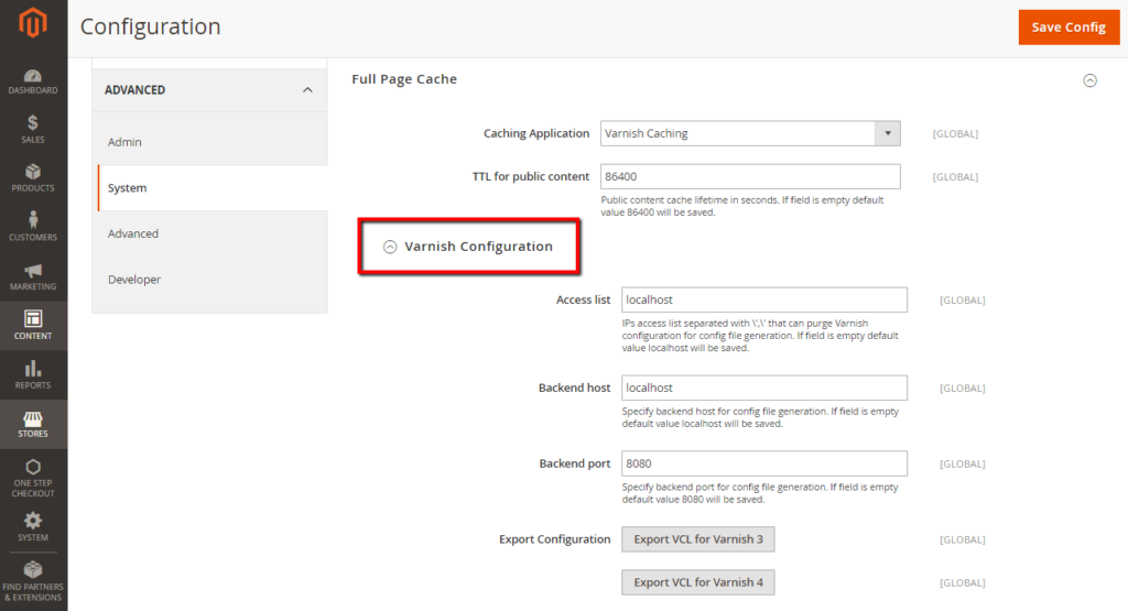 Configure Varnish Cache