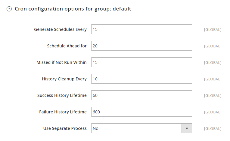 Cron Configuration Group Default