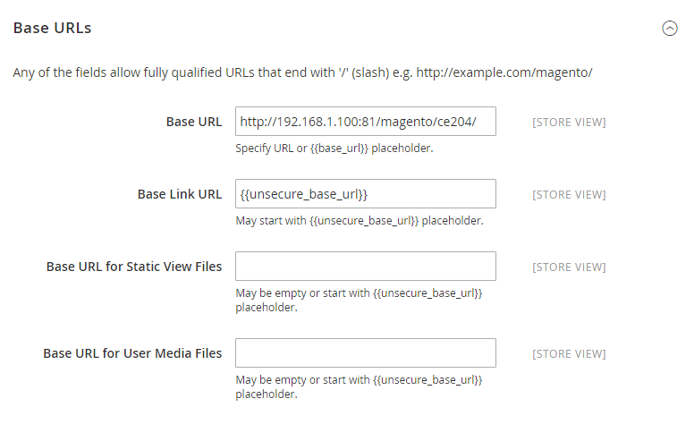Base URLs