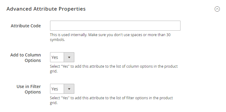 Advanced attribute Properties