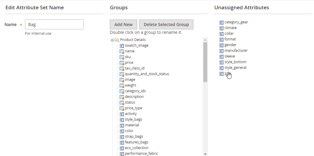 Edit Attribute Set Name