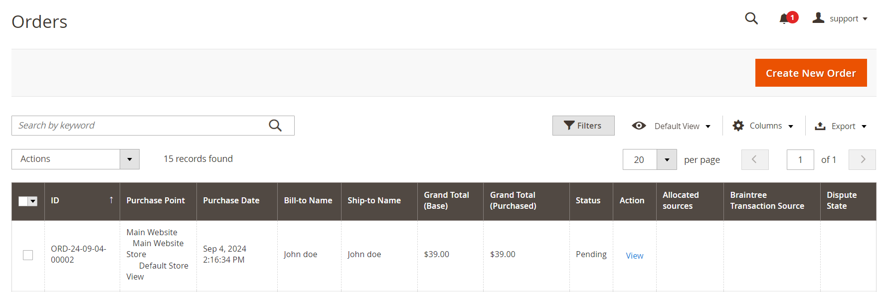 order page
