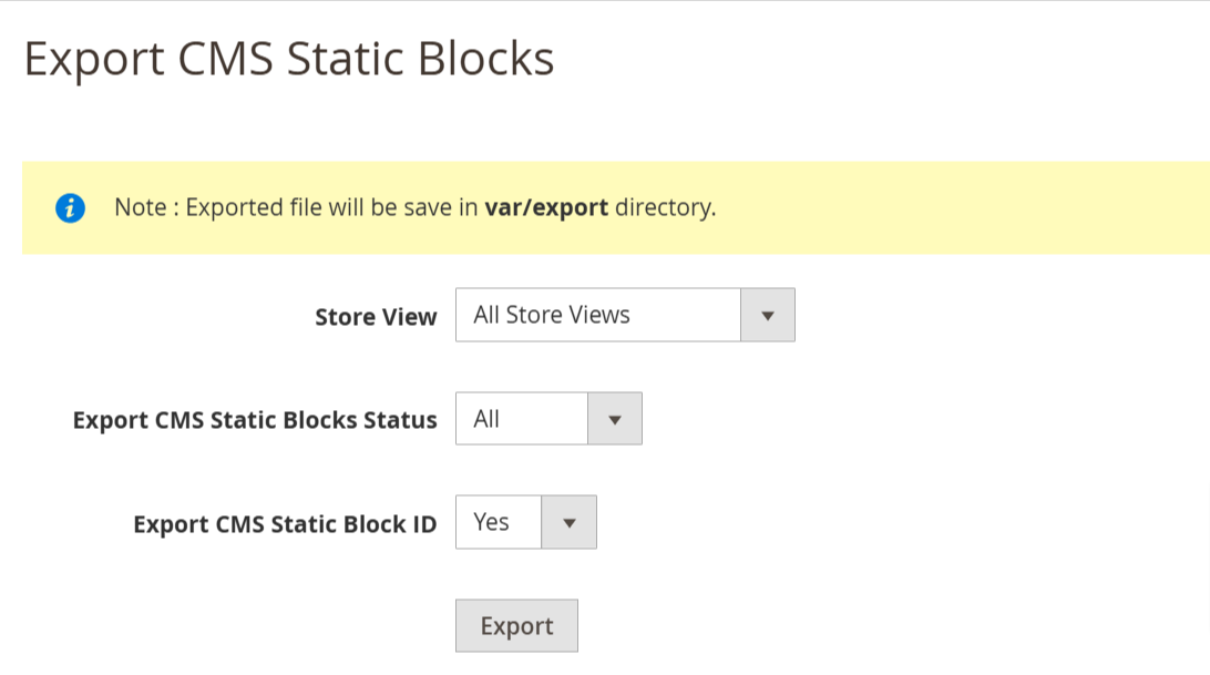 Import Export CMS Blocks Extension for Magento 2
